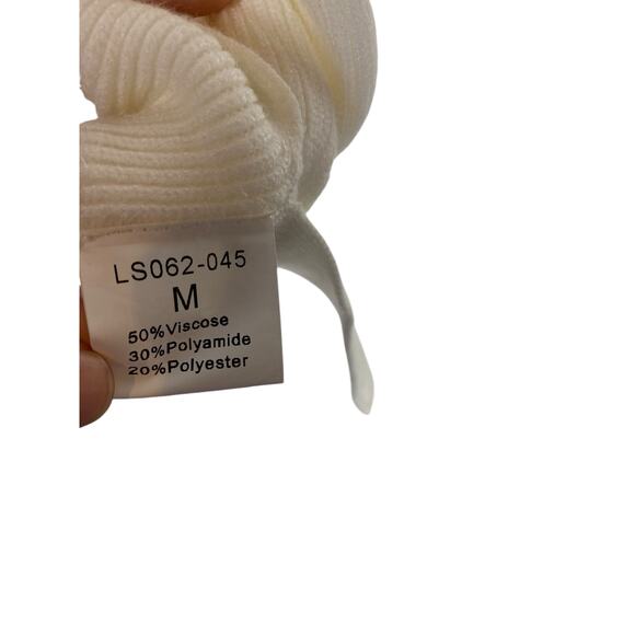 NWT Women's Lillusory White Pullover Half Button Mock Neck Viscose Sweater Med - Picture 6 of 6